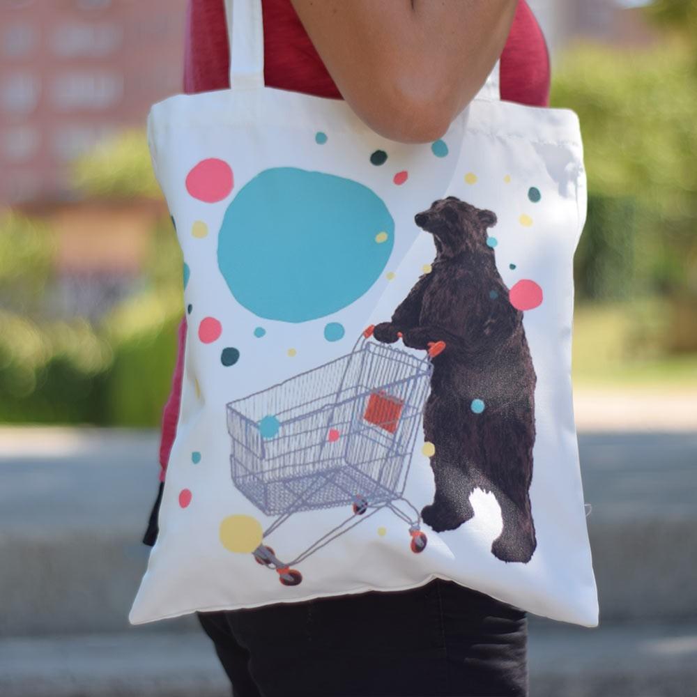 nacnic Bolsa tote de Oso carrito de la compra