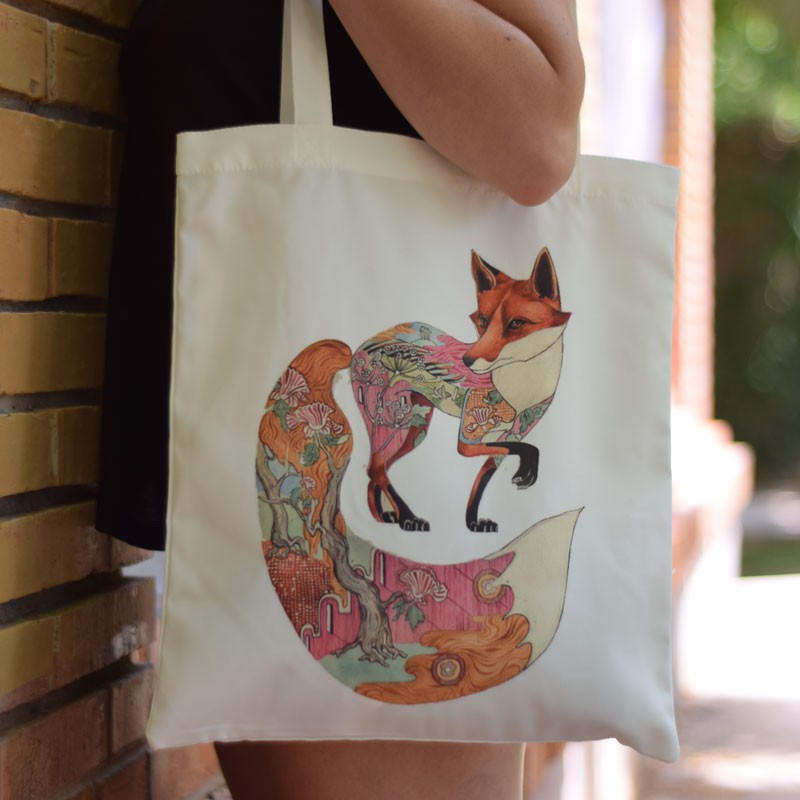 nacnic Bolsa tote de Zorro otoñal en bosque