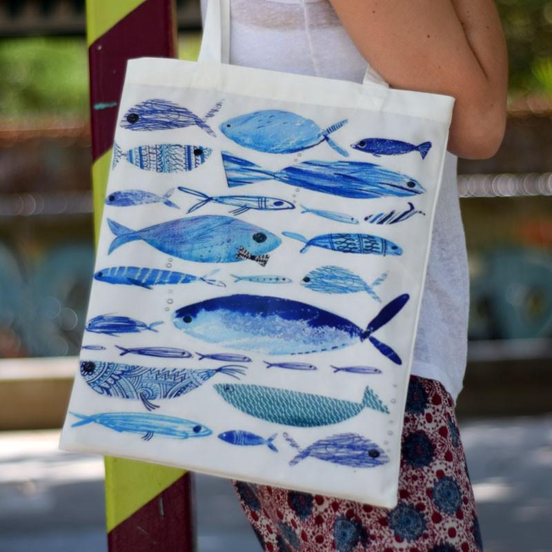 Nacnic Bolsa Tote Peces Azules