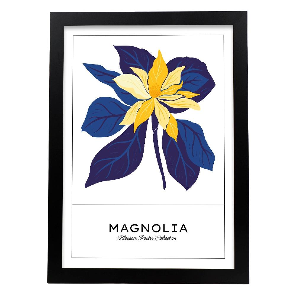 Nacnic Cartel De Magnolia Azul Y Amarillo