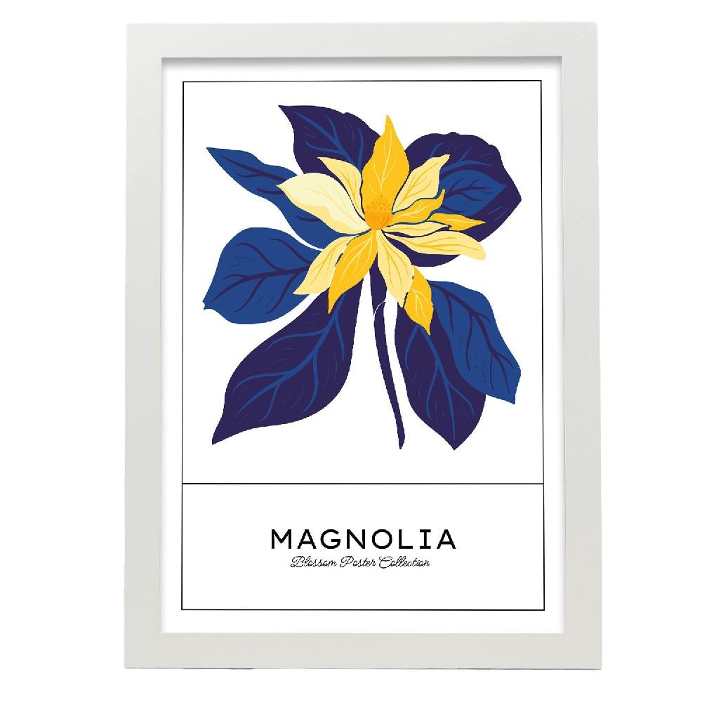 Nacnic Cartel De Magnolia Azul Y Amarillo