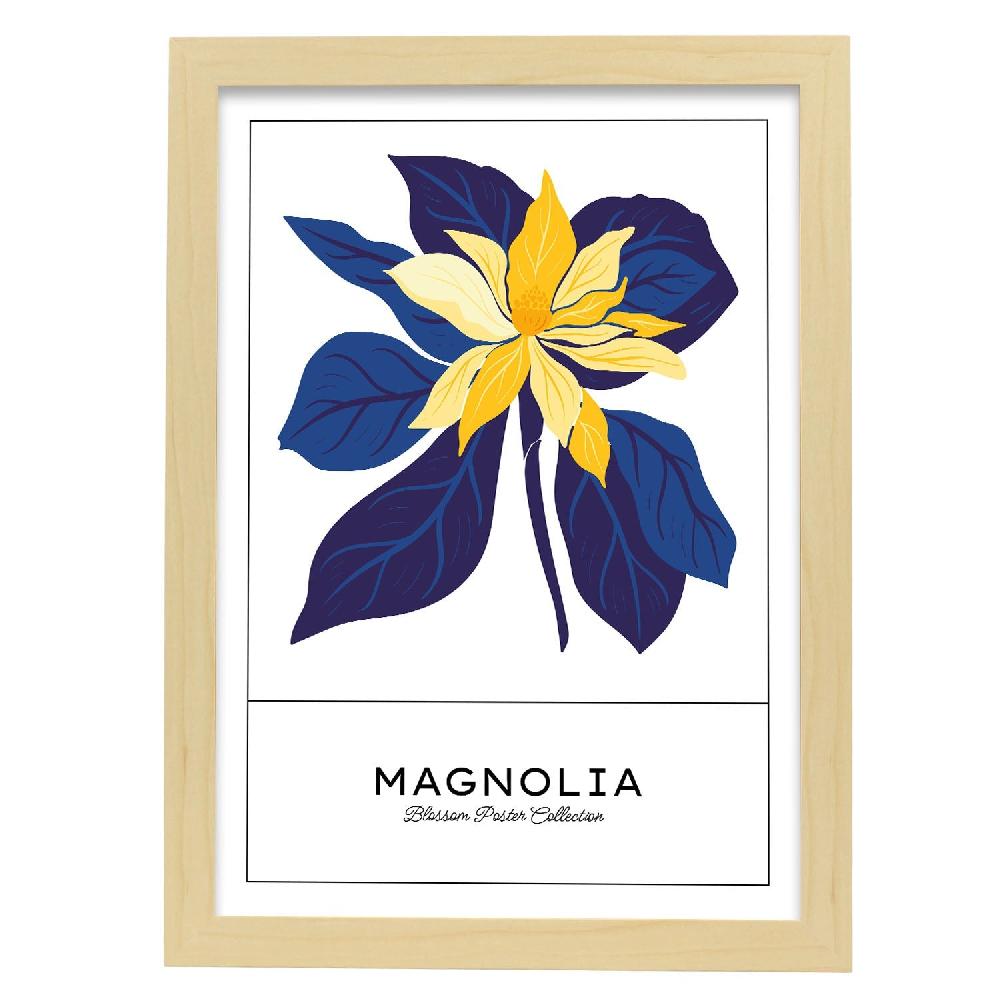 Nacnic Cartel De Magnolia Azul Y Amarillo