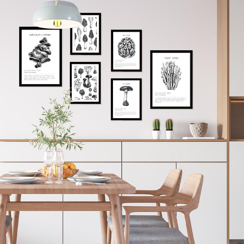 Nacnic Composicion Hongos Blanco Y Negro