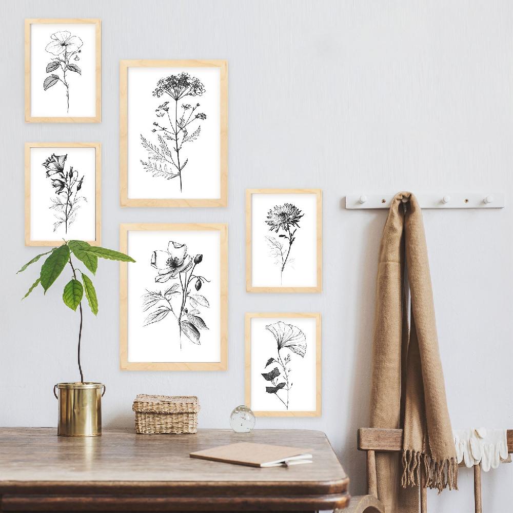 Nacnic Nacnic Conjunto De Láminas Line Flowers_6 Para Diseño De Habitación