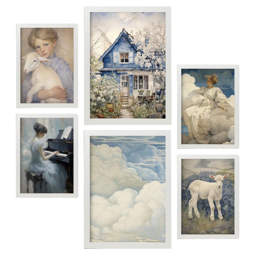 Nacnic Conjunto Nacnic De 6 Láminas Azul Romántico