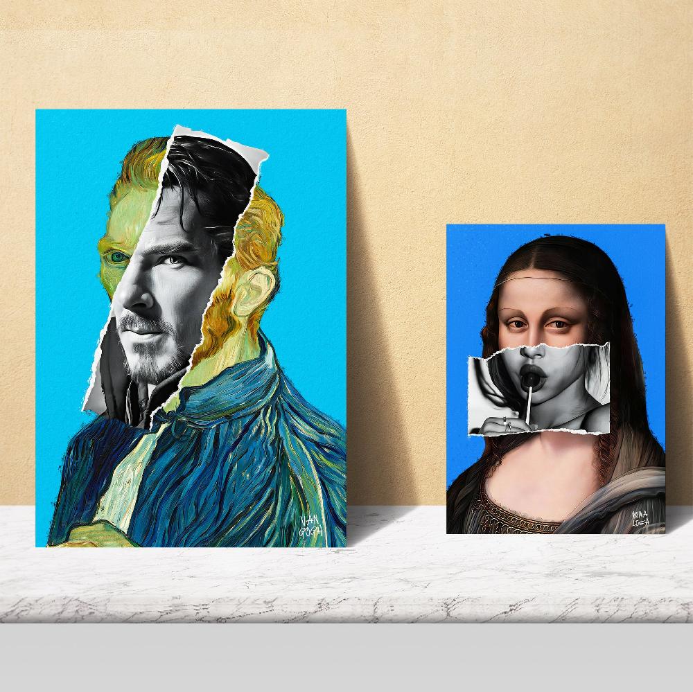 nacnic Iconic Frida Van Gohg Collage Pop Art