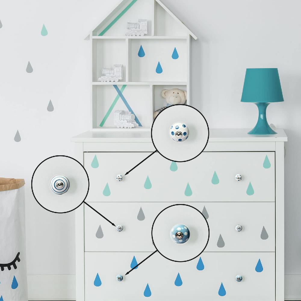 Nacnic Juego De 10 Pomos De Cerámica Azul Y Blanco