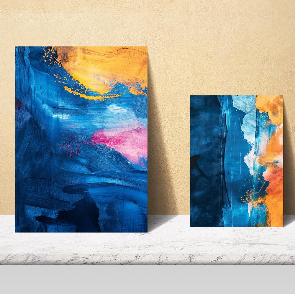 Nacnic Lamina Abstracta En Azul Oro Turquesa
