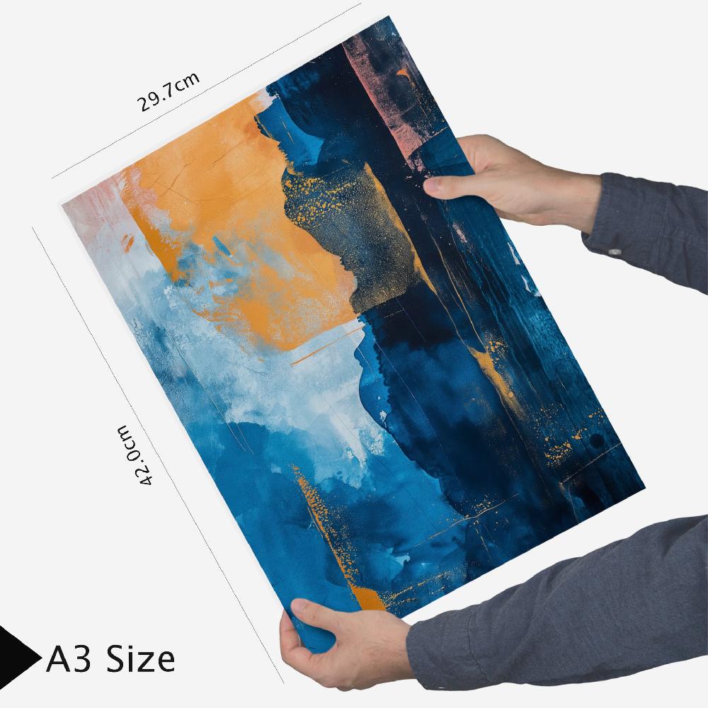 Nacnic Lamina Abstracta En Azul Oro Turquesa