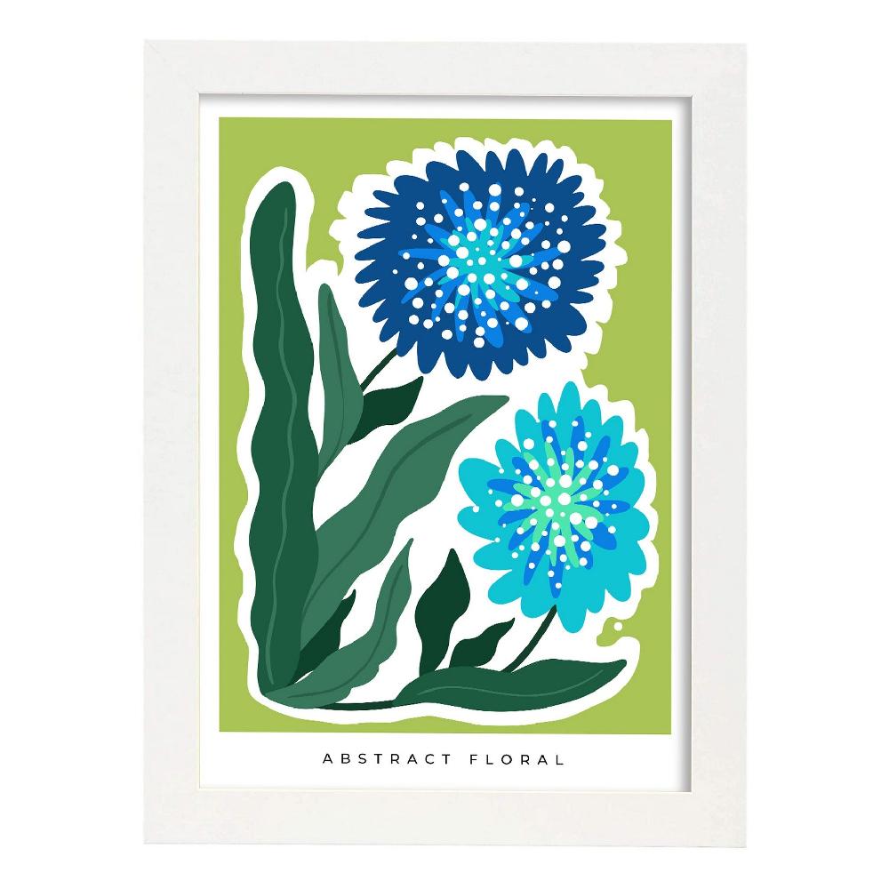 Nacnic Lámina Abstracta Floral Azul