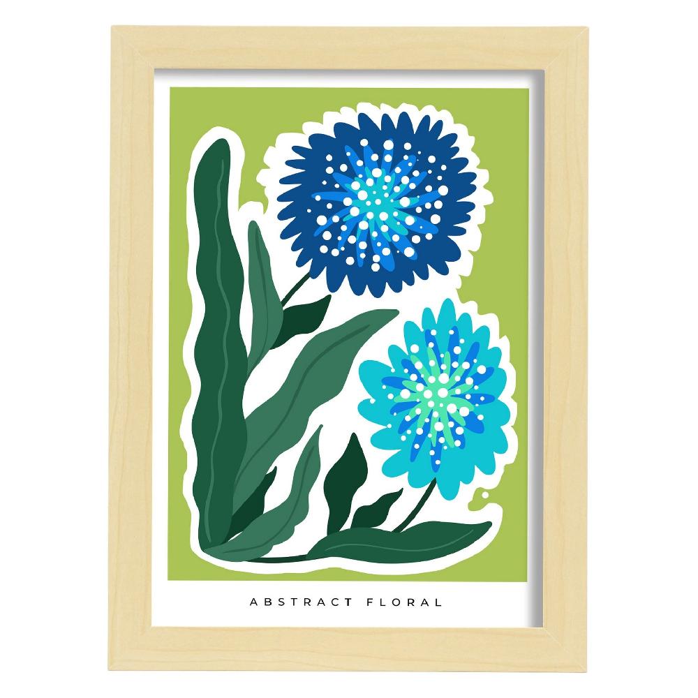 Nacnic Lámina Abstracta Floral Azul