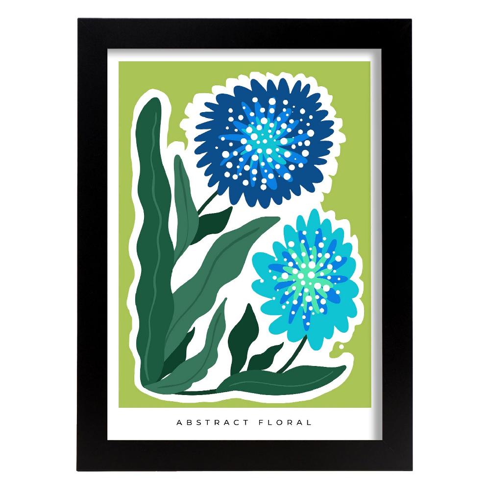 Nacnic Lámina Abstracta Floral Azul