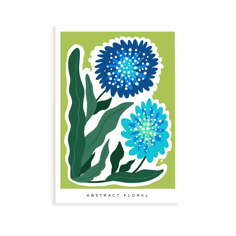 nacnic Lámina Abstracta Floral Azul