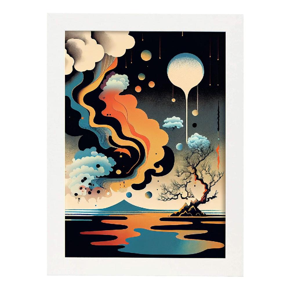 Nacnic Nacnic Lámina Abstracta Surreal Ukiyo 16 Para Diseño De Dormitorio O Sala De Estar