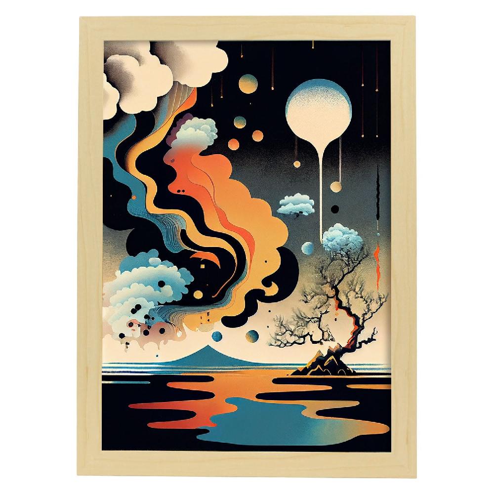 Nacnic Nacnic Lámina Abstracta Surreal Ukiyo 16 Para Diseño De Dormitorio O Sala De Estar