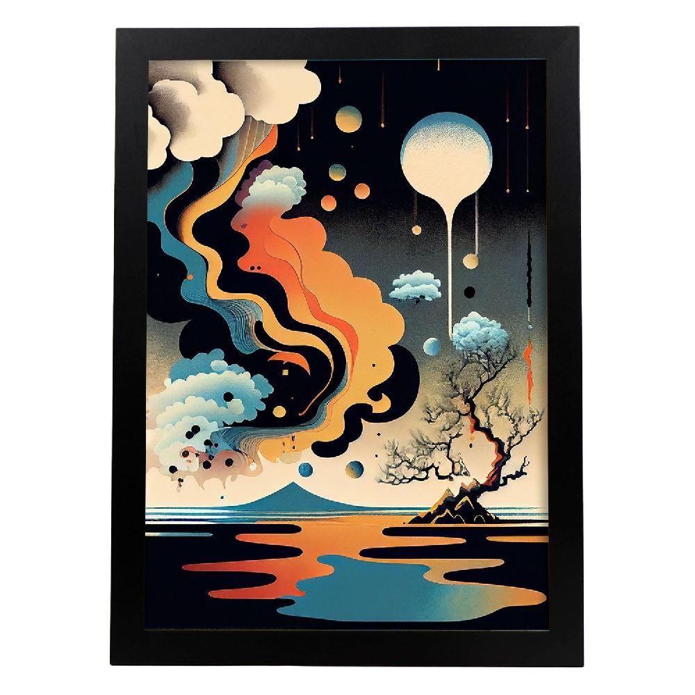 nacnic Nacnic Lámina Abstracta Surreal Ukiyo 16 para Diseño de Dormitorio o Sala de Estar