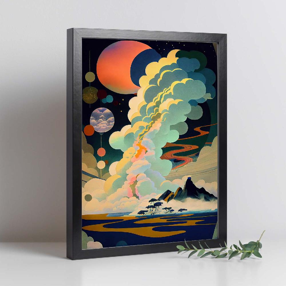 Nacnic Nacnic Lámina Abstracta Surreal Ukiyo 3 Para Diseño De Dormitorio O Sala De Estar