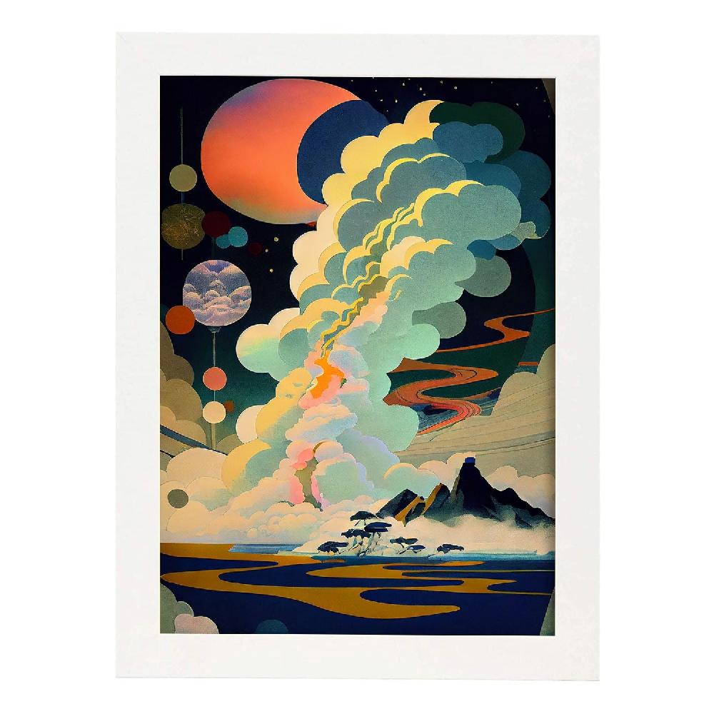 Nacnic Nacnic Lámina Abstracta Surreal Ukiyo 3 Para Diseño De Dormitorio O Sala De Estar