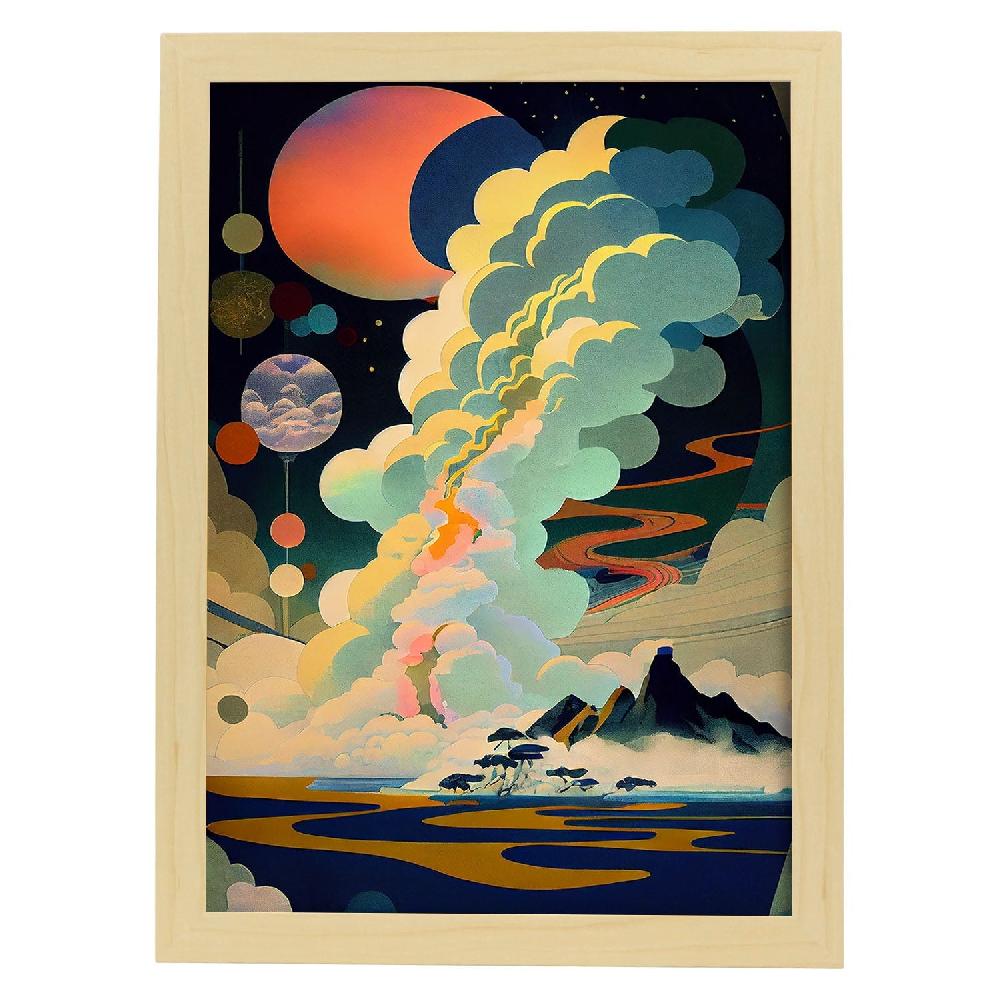 Nacnic Nacnic Lámina Abstracta Surreal Ukiyo 3 Para Diseño De Dormitorio O Sala De Estar