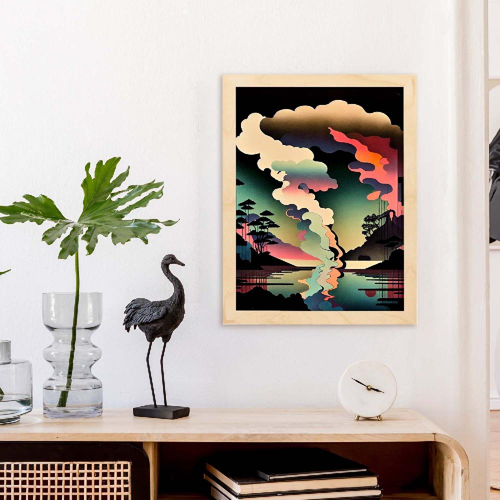 Nacnic Nacnic Lámina Abstracta Surreal Ukiyo 39 Para Diseño De Dormitorio O Sala De Estar