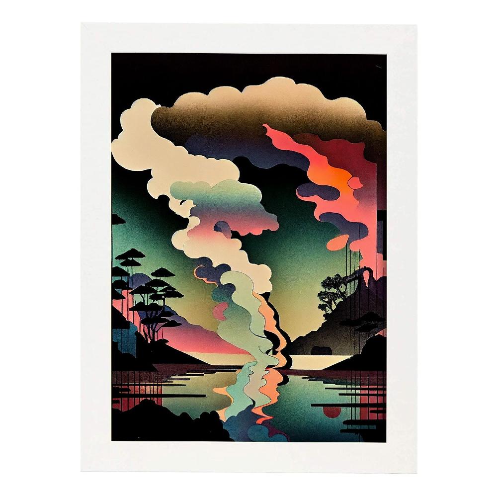 Nacnic Nacnic Lámina Abstracta Surreal Ukiyo 39 Para Diseño De Dormitorio O Sala De Estar
