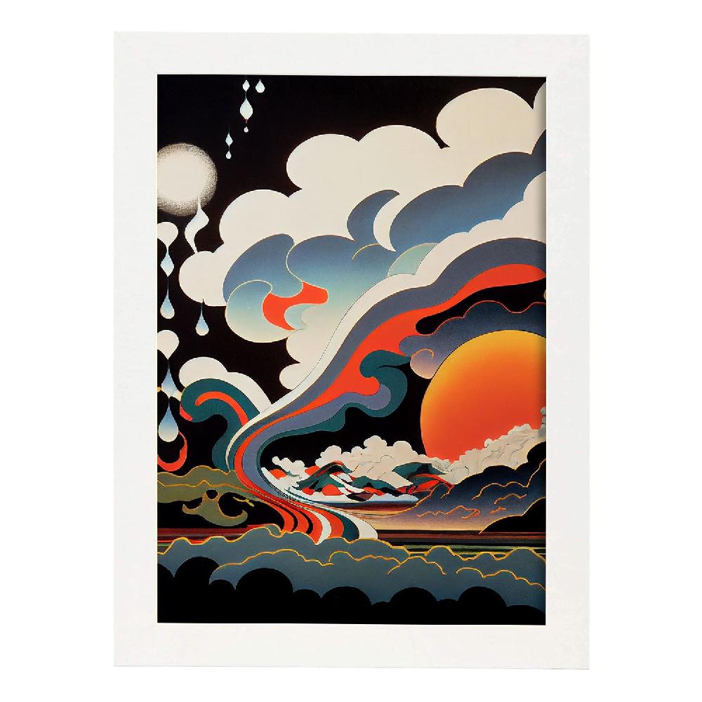 Nacnic Nacnic Lámina Abstracta Surreal Ukiyo 4 Para Diseño De Dormitorio O Sala De Estar