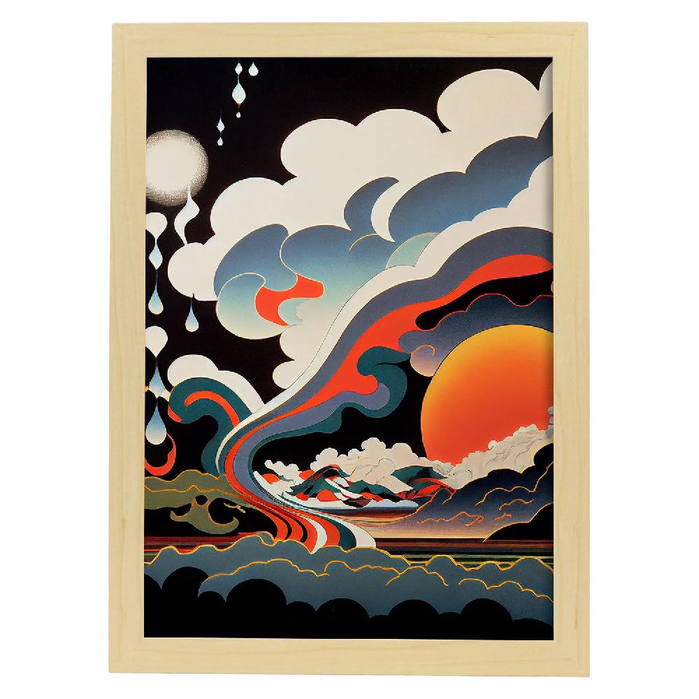 Nacnic Nacnic Lámina Abstracta Surreal Ukiyo 4 Para Diseño De Dormitorio O Sala De Estar