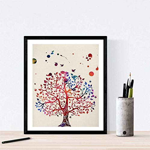 nacnic Lámina Acuarela de Árbol para Pared