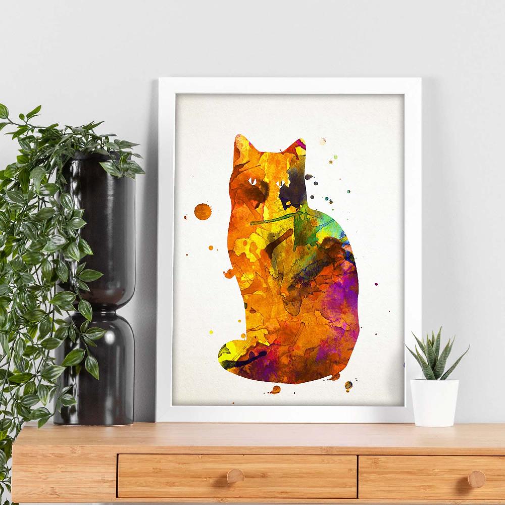 Nacnic Lámina Acuarela De Gato