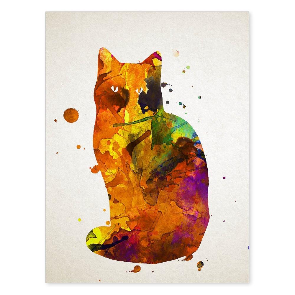 nacnic Lámina Acuarela de Gato