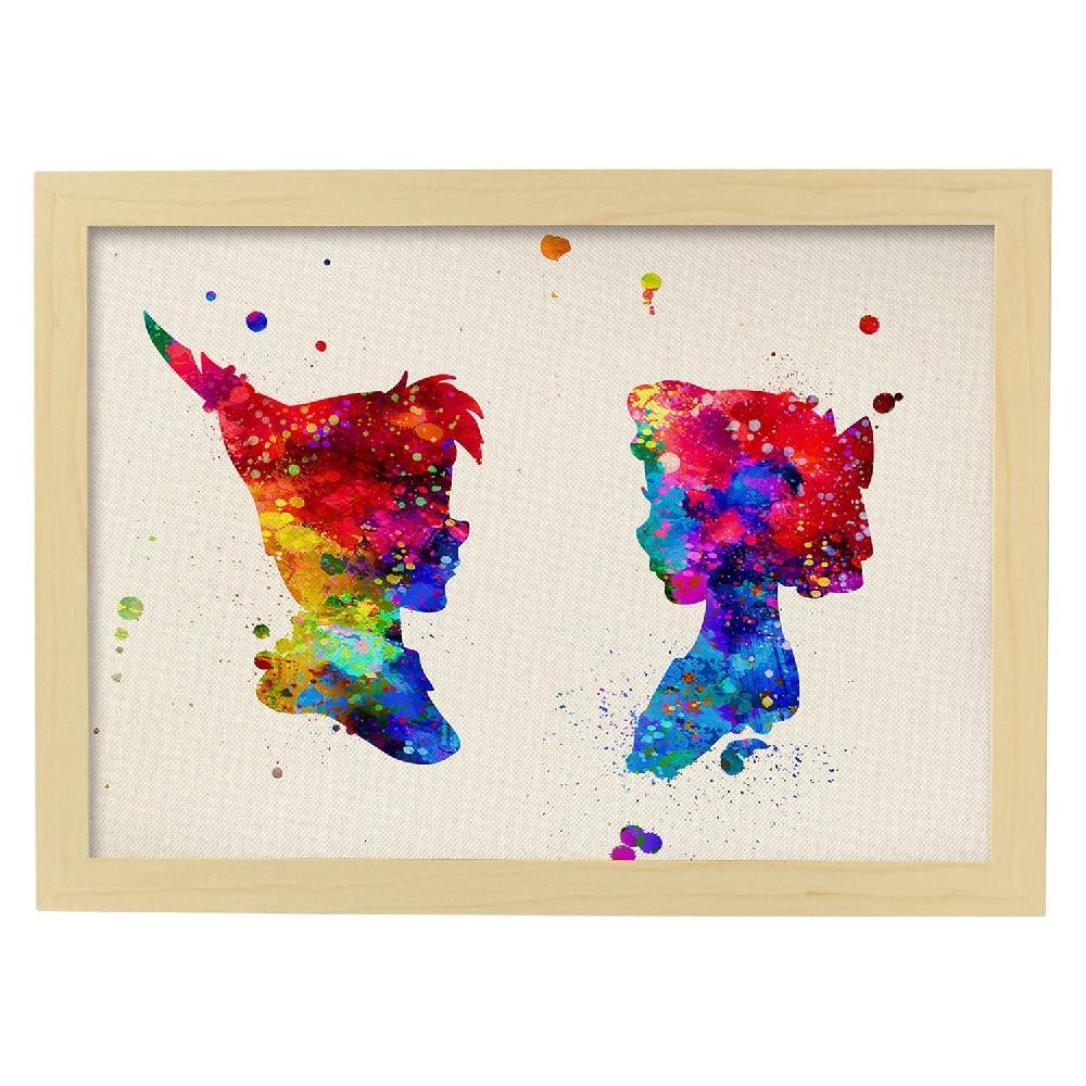 Nacnic Lámina Acuarela De Peter Pan Y Wendy