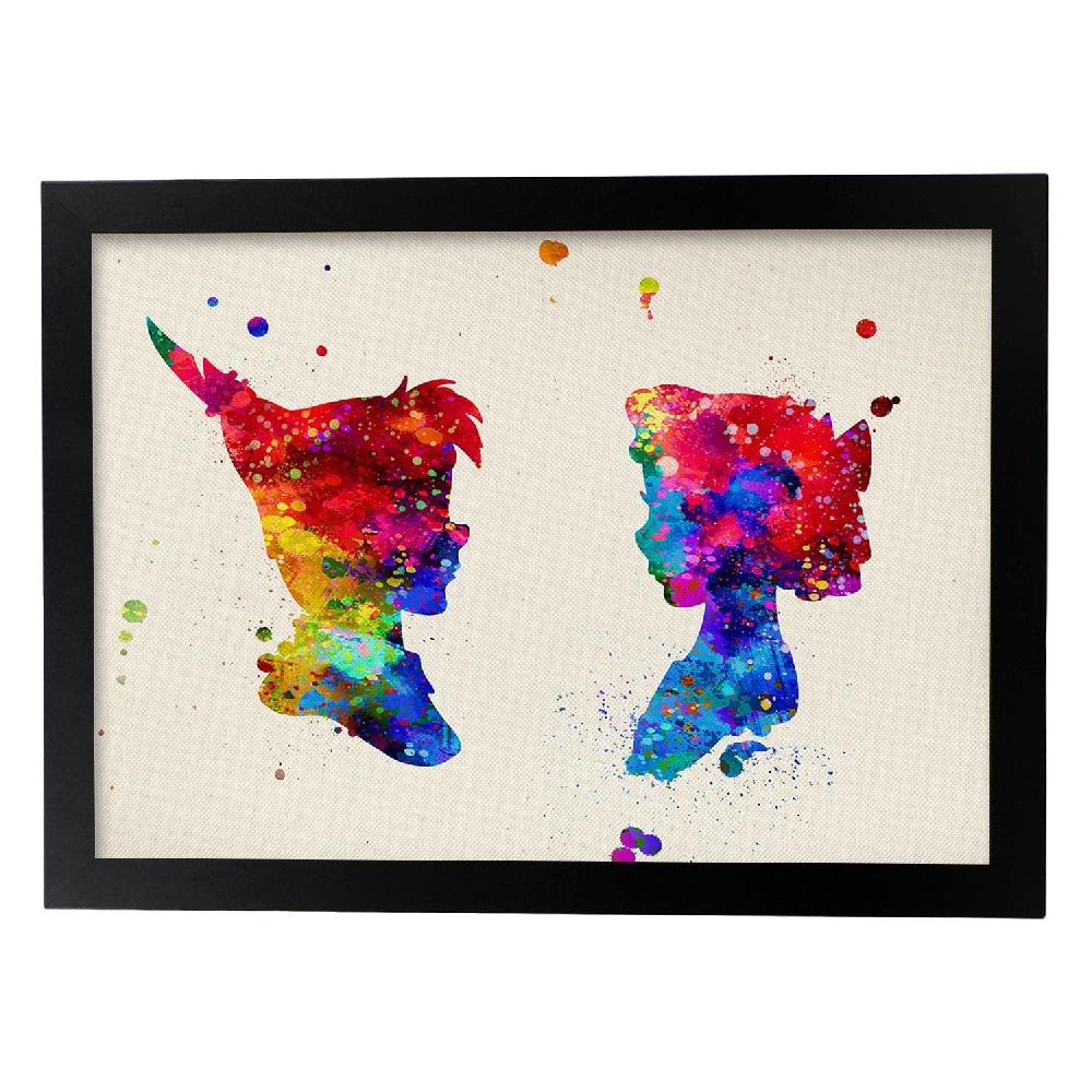 Nacnic Lámina Acuarela De Peter Pan Y Wendy