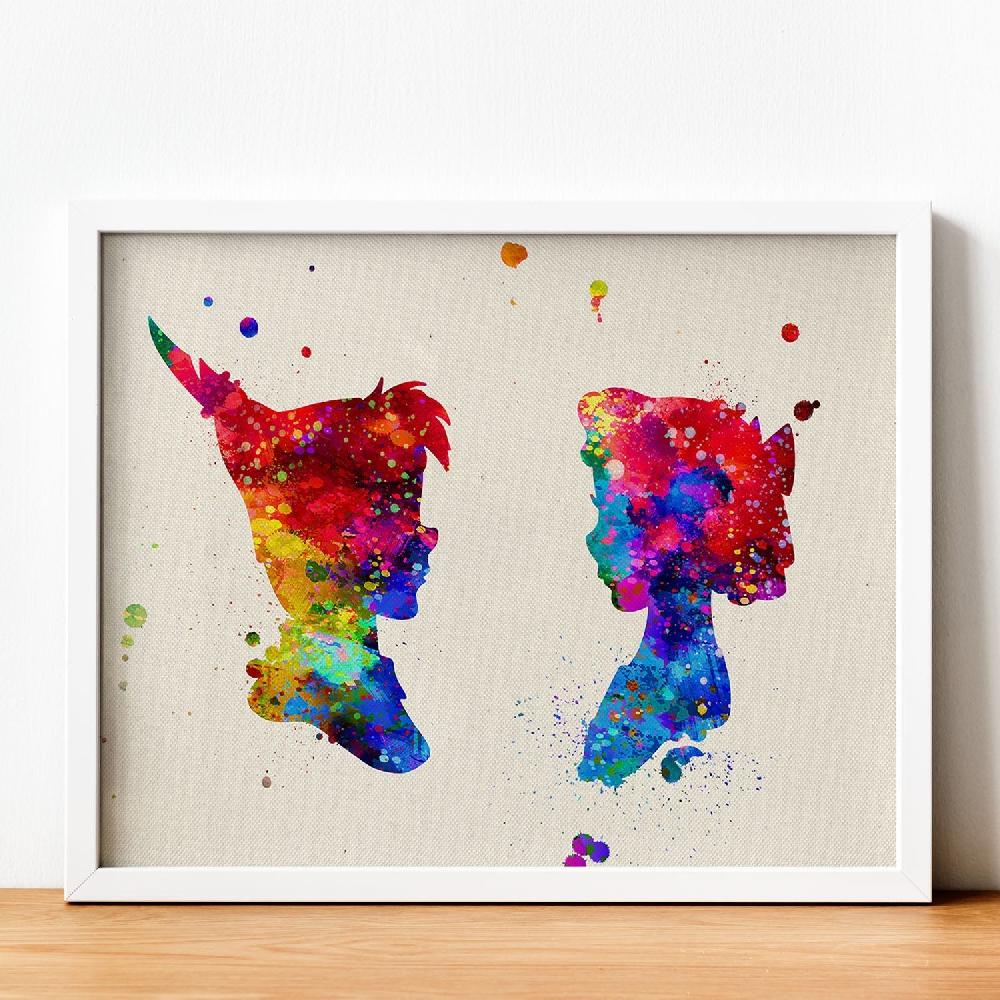 nacnic Lámina Acuarela de Peter Pan y Wendy