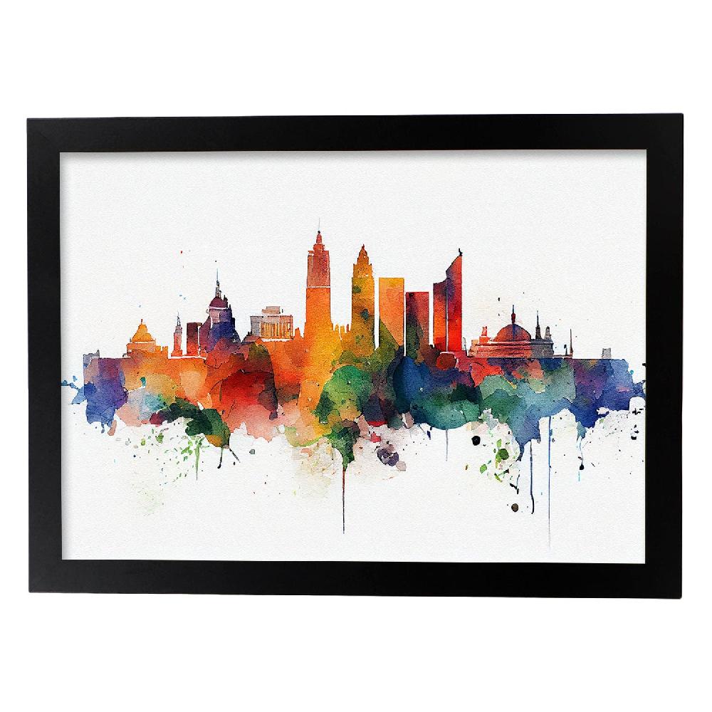 nacnic Lámina Acuarela Skyline de Madrid Nacnic