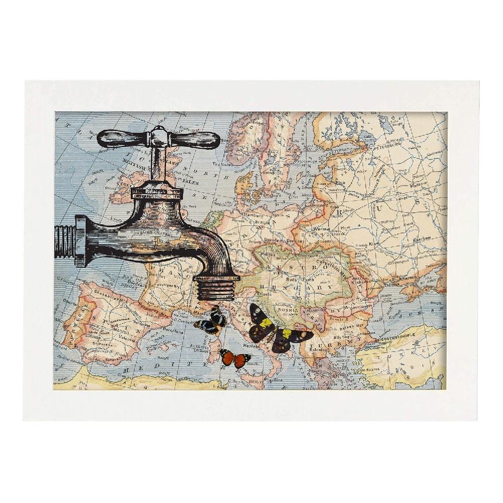 Nacnic Lámina Alas Sobre Mapa Vintage De Europa