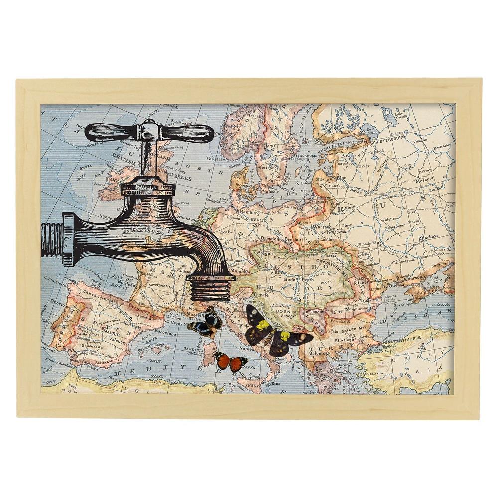 Nacnic Lámina Alas Sobre Mapa Vintage De Europa