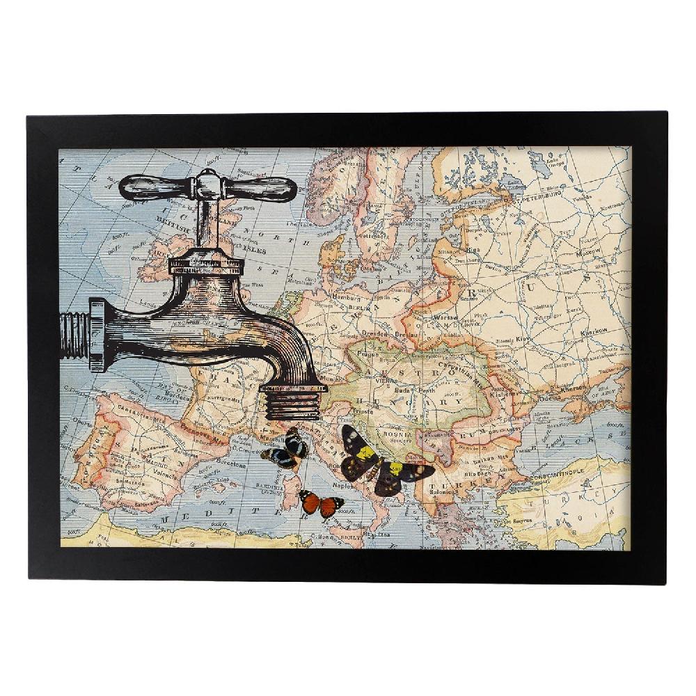 Nacnic Lámina Alas Sobre Mapa Vintage De Europa