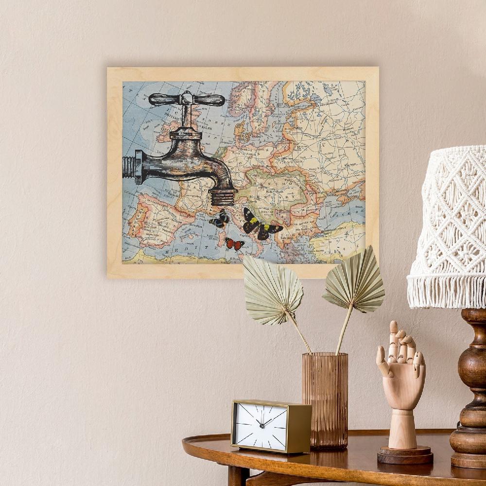 nacnic Lámina Alas sobre Mapa Vintage de Europa