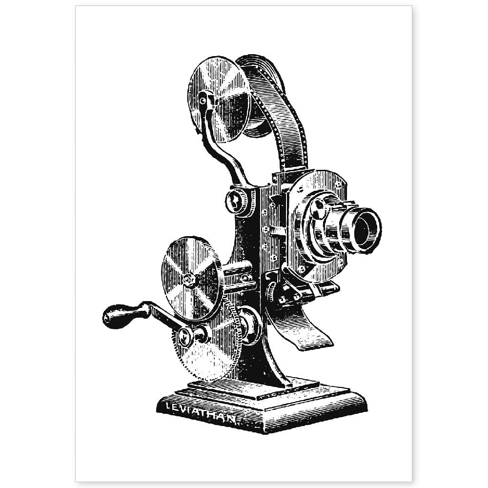 nacnic Lámina Antiguo Proyector Vintage