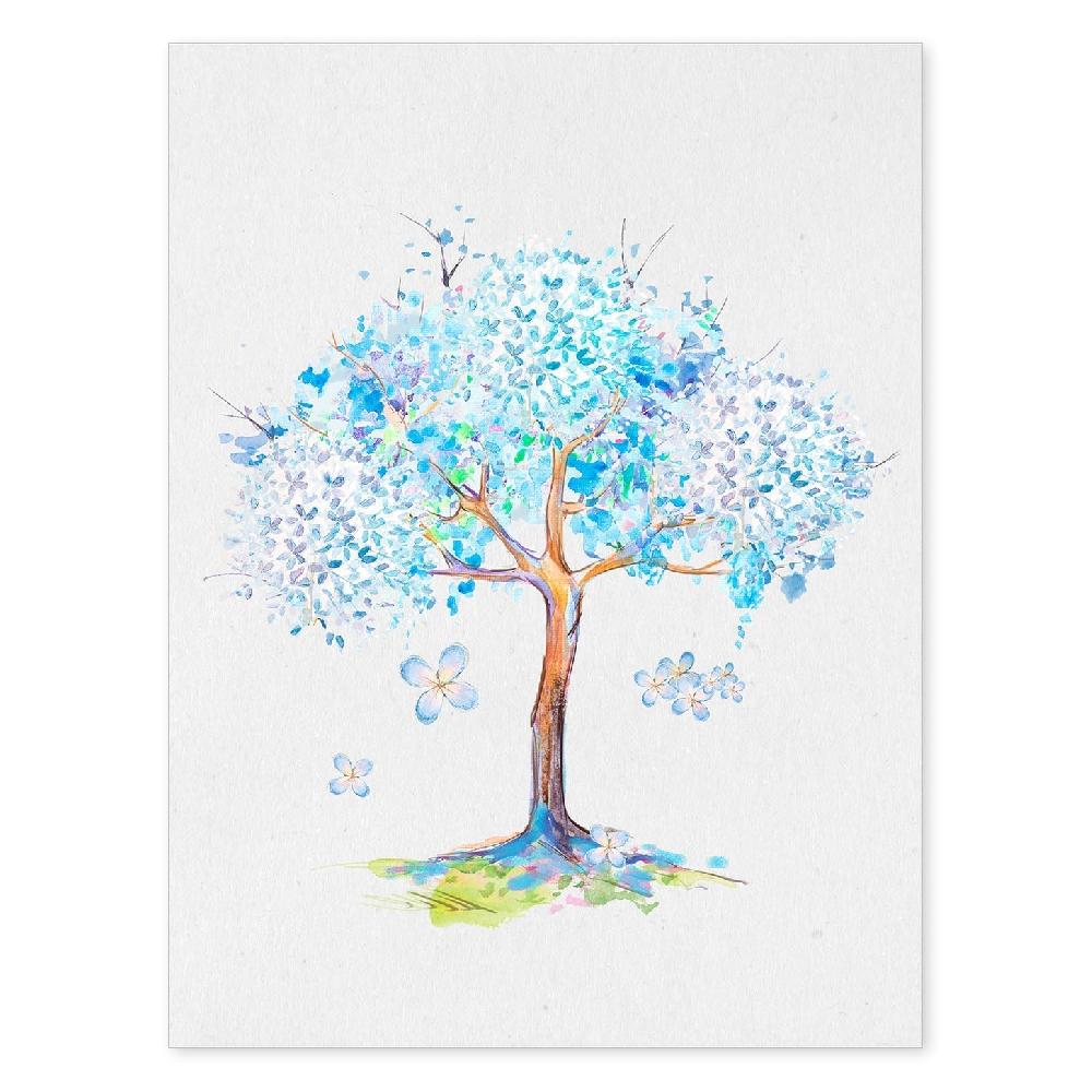 nacnic Lámina Arbol Azul Lila con Coronas Florales
