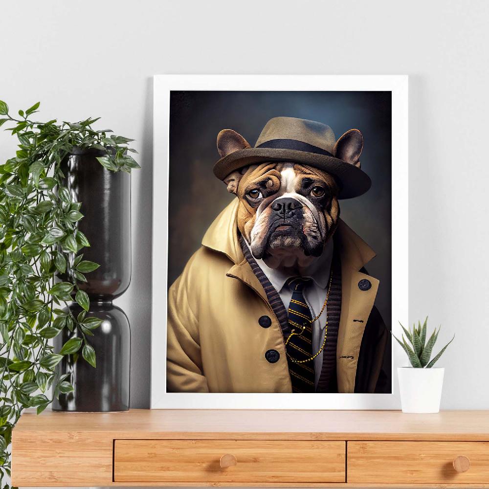 Nacnic Nacnic Lámina Bulldog 2 Energético Estilo Fotografía Colorida Con Ropa Humana