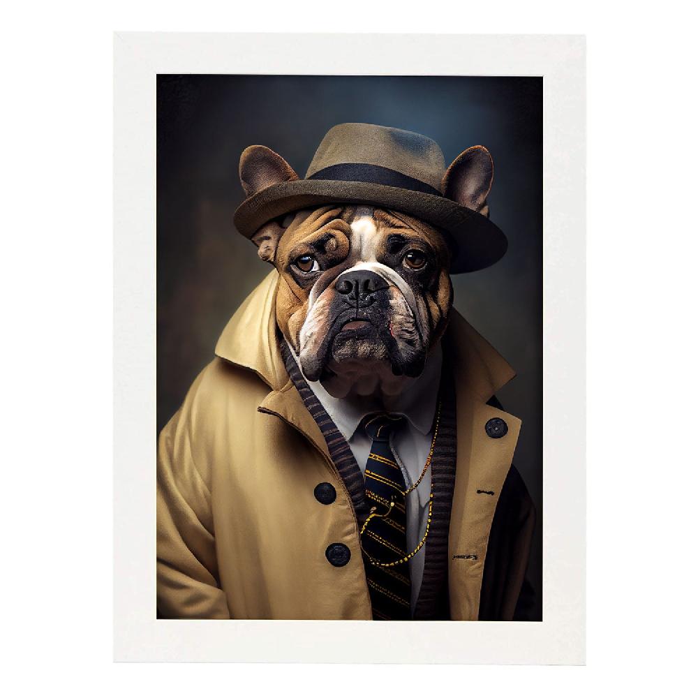 Nacnic Nacnic Lámina Bulldog 2 Energético Estilo Fotografía Colorida Con Ropa Humana