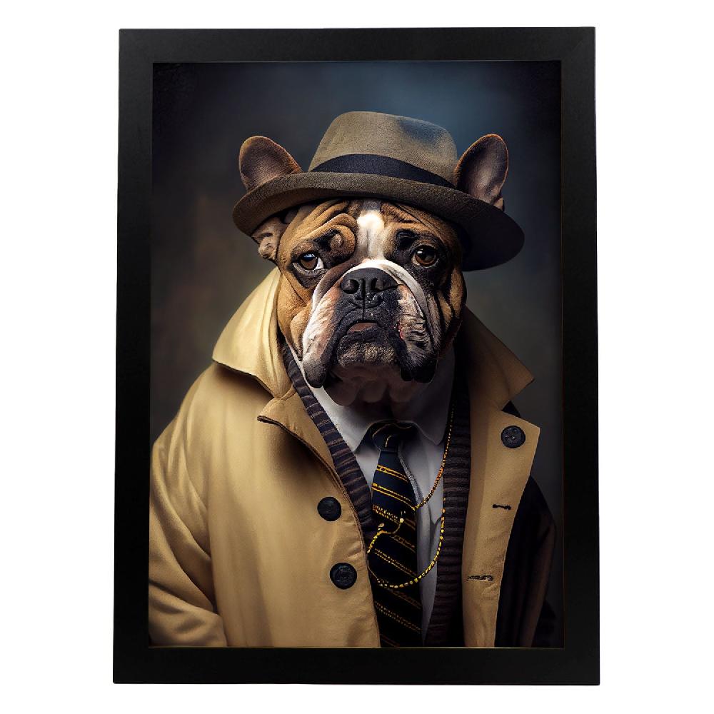 nacnic Nacnic Lámina Bulldog 2 Energético Estilo Fotografía Colorida con Ropa Humana