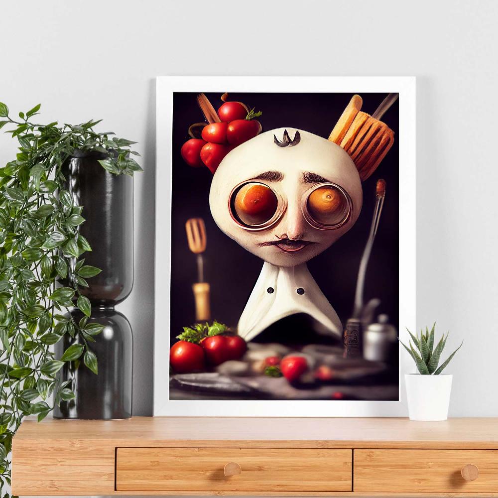 Nacnic Nacnic Lámina Chef Leal Al Estilo T. Burton En Arte Gótico Y Oscuro