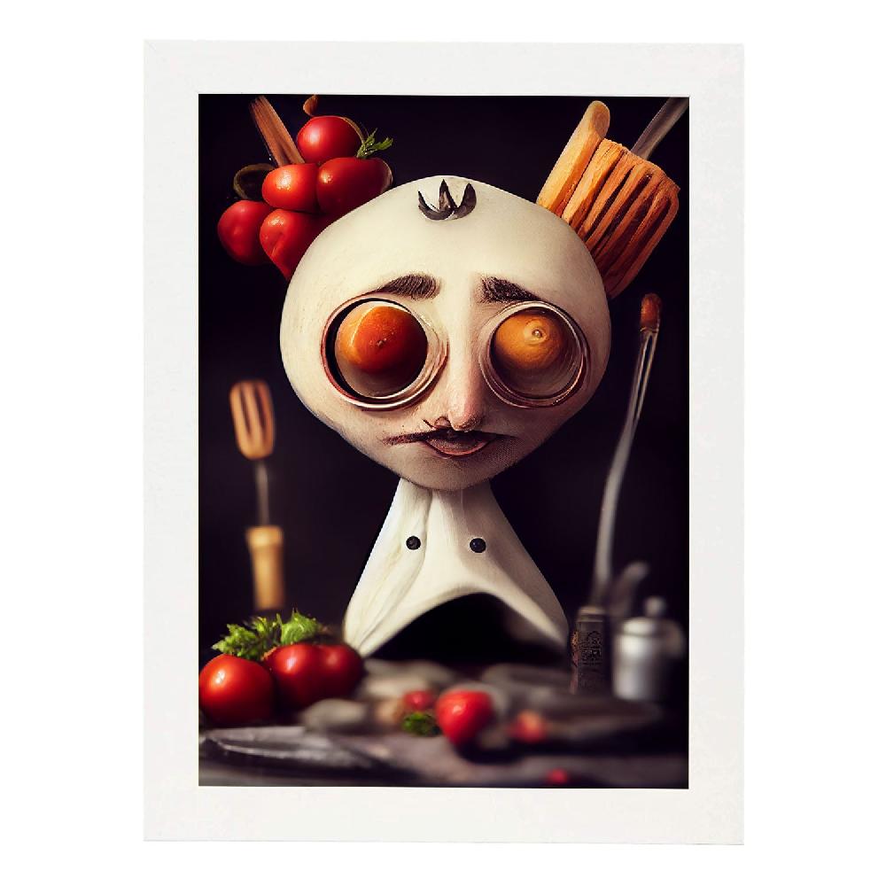 Nacnic Nacnic Lámina Chef Leal Al Estilo T. Burton En Arte Gótico Y Oscuro