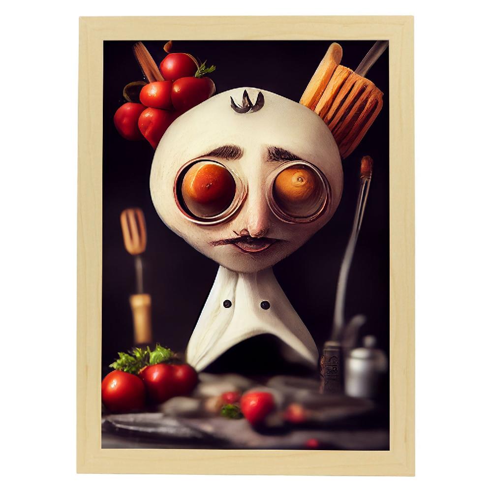 Nacnic Nacnic Lámina Chef Leal Al Estilo T. Burton En Arte Gótico Y Oscuro
