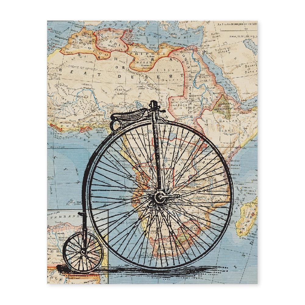 nacnic Lámina Ciclo a África con diseño vintage