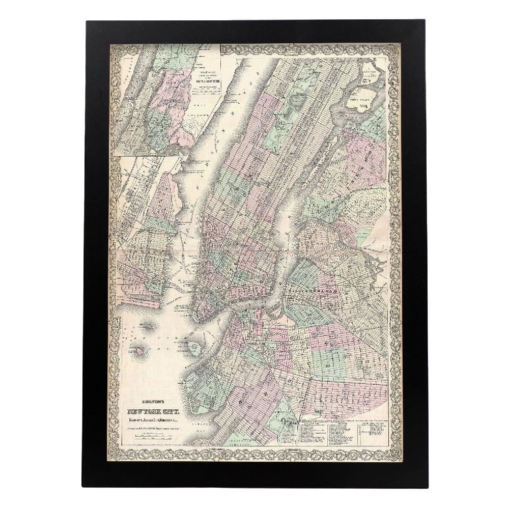 Nacnic Lamina Colton De Mapa De Nueva York 1865