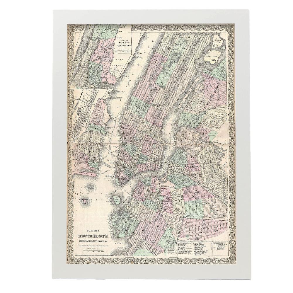 Nacnic Lamina Colton De Mapa De Nueva York 1865
