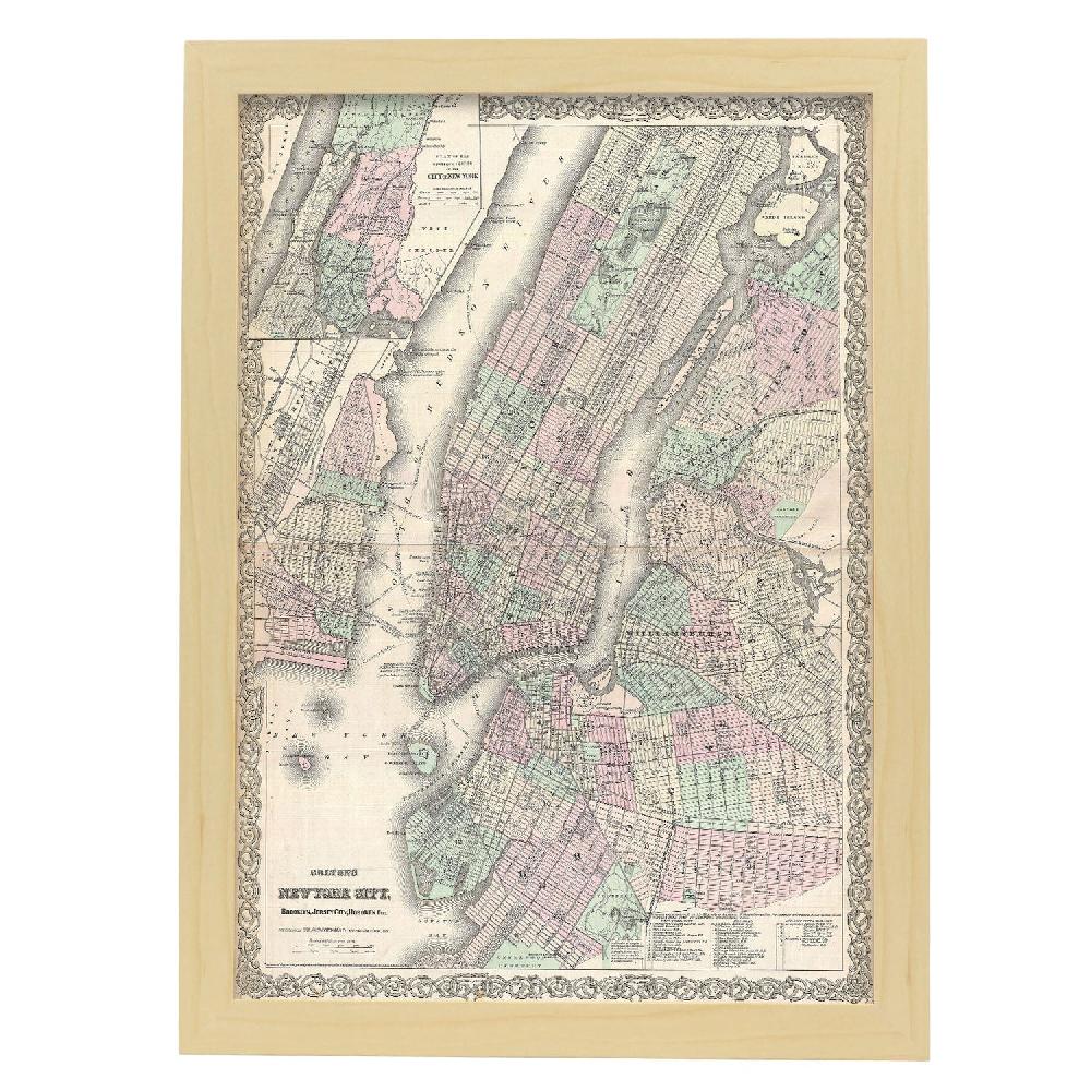 Nacnic Lamina Colton De Mapa De Nueva York 1865